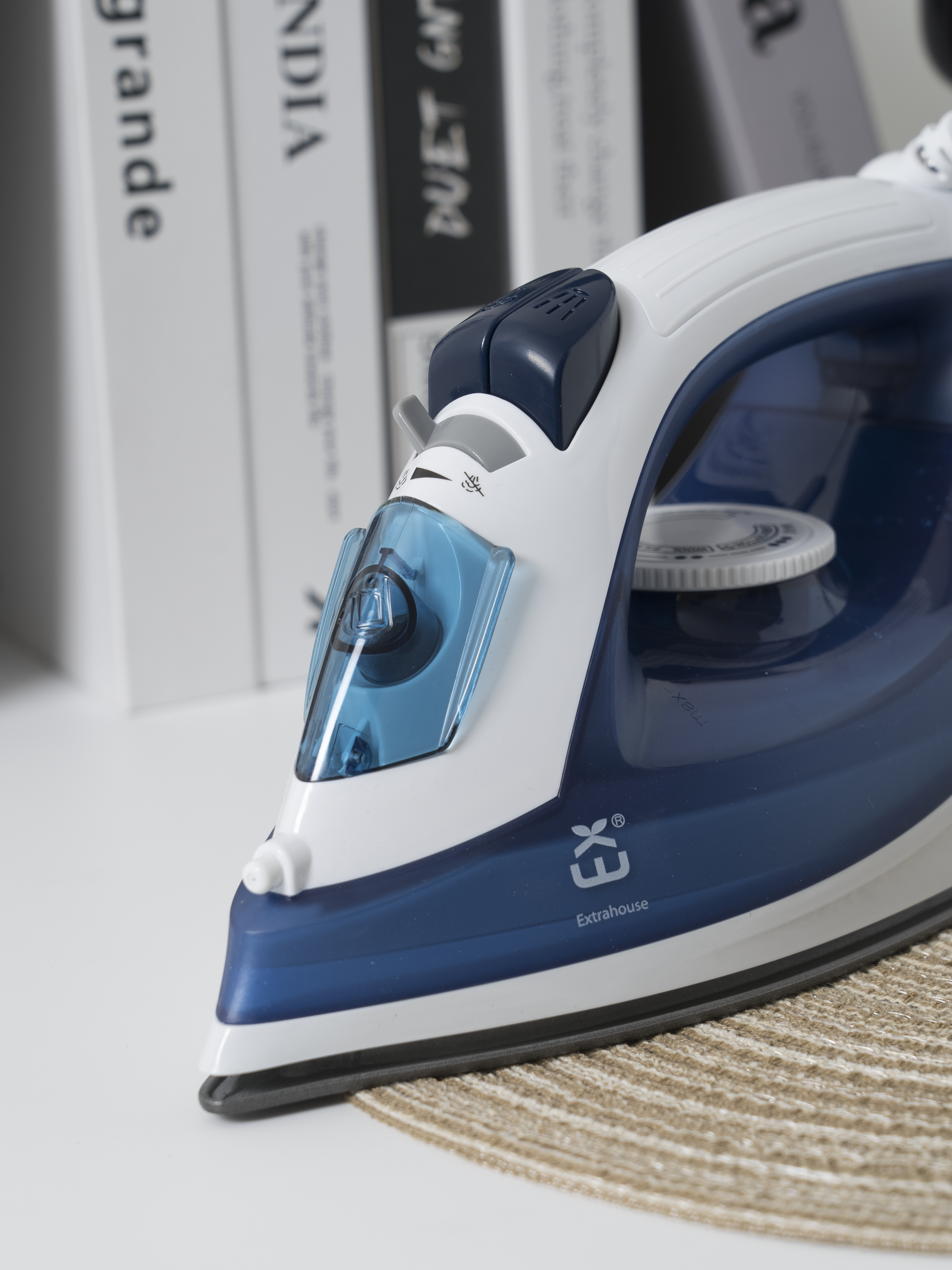 PLANCHA DE VAPOR BLANCO-AZUL 2000W PLACA TEFLON CABLE 1.6M-NCY818 - Imagen 4