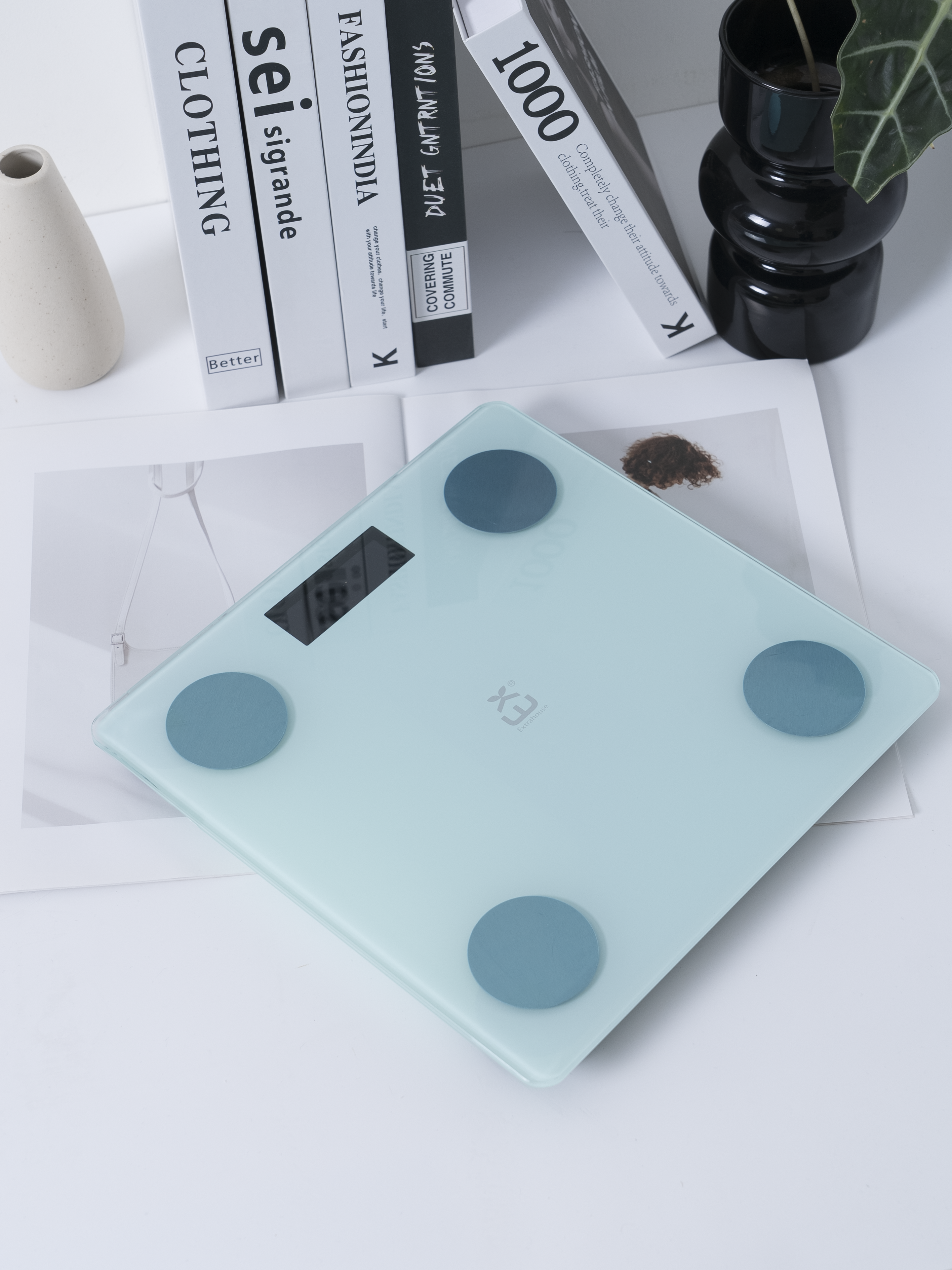 BASCULA INTELIGENTE BLUETOOTH AZUL 28X28CM APP WEALHUB FUNC-N528C - Imagen 4